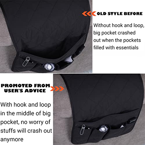 Teniux Armrest Organizer Non-Slip Remote Control Holder with 5 Pockets Couch Sofa Chair Armchair Caddy for Smart Phone, Book, Magazines, Ipad (Black) - Image 2