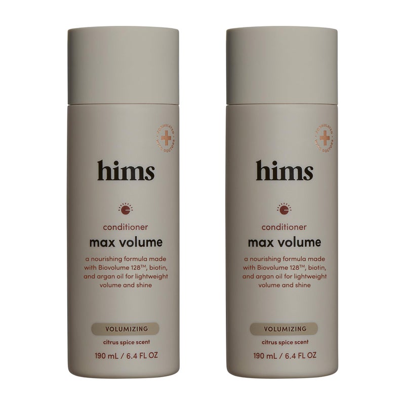 HIMS & HERS بلسم هيمز ماكس فوليوم 2 عبوة - بلسم مكثف للرجال - توابل الحمضيات - بلسم طبيعي للرجال - يرطب، يضيف لمعان ومرونة - 2 × 6.4 أونصة سائلة - Image 1