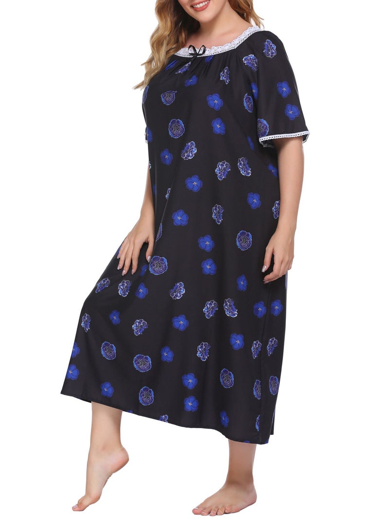 Women Lounger Dress Vintage Plus Size Loose Nightgowns Lounging Pyjamas - Image 4