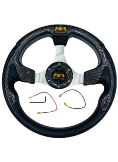 Royal ROYAL - Car Sports Steering Wheel Racing Type High Quality 13-inch 320mm Aluminum PU Round "O" Shape Styling Universal Drifting Deep Dish Racing Momo Steering Wheel (DYT-5316) (Carbon)  - Image 1