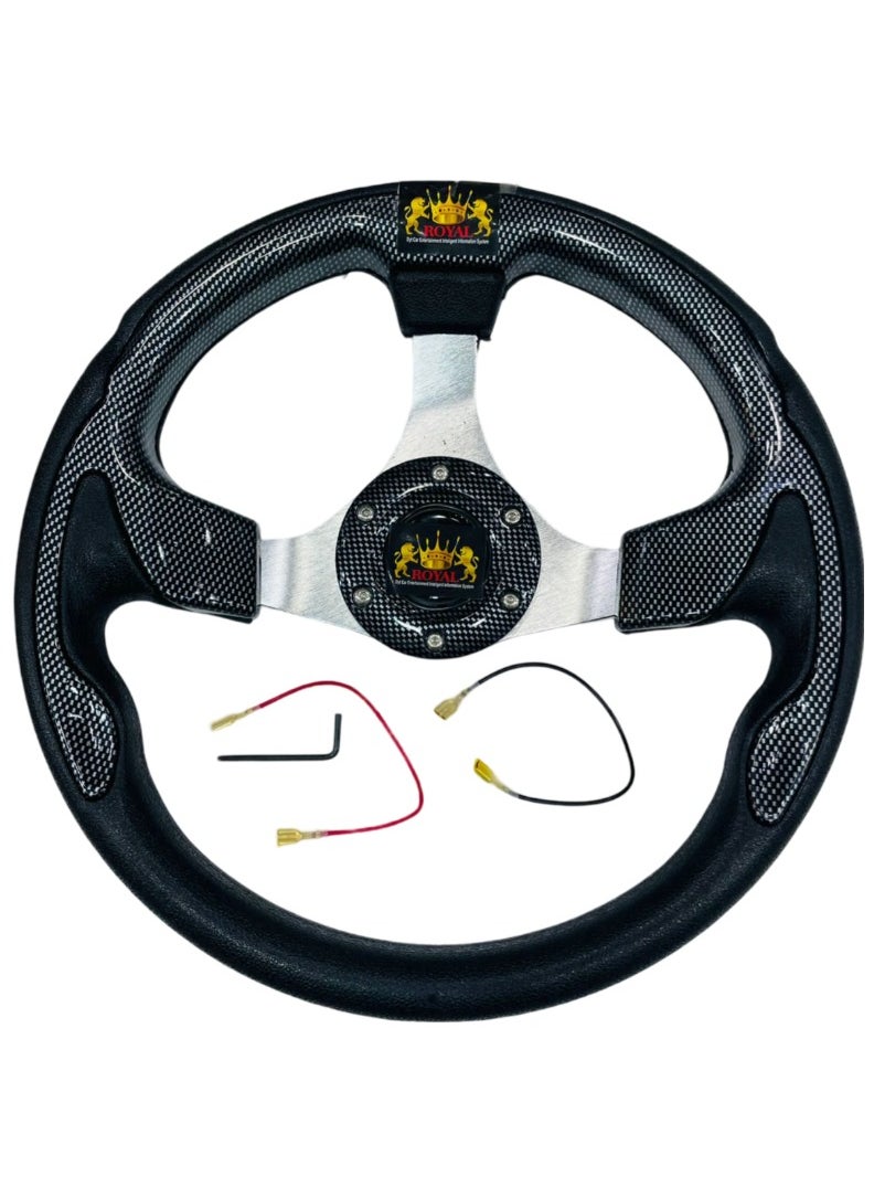 Royal - ROYAL - Car Sports Steering Wheel Racing Type High Quality 13-inch 320mm Aluminum PU Round "O" Shape Styling Universal Drifting Deep Dish Racing Momo Steering Wheel (DYT-5316) (Carbon) - Image 1