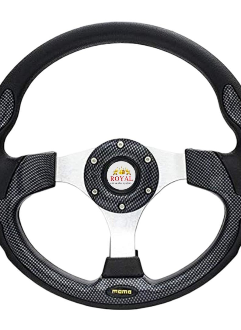 Royal - ROYAL - Car Sports Steering Wheel Racing Type High Quality 13-inch 320mm Aluminum PU Round "O" Shape Styling Universal Drifting Deep Dish Racing Momo Steering Wheel (DYT-5316) (Carbon) - Image 1