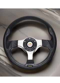 Royal ROYAL - Car Sports Steering Wheel Racing Type High Quality 13-inch 320mm Aluminum PU Round "O" Shape Styling Universal Drifting Deep Dish Racing Momo Steering Wheel (DYT-5316) (Carbon)  - Image 3