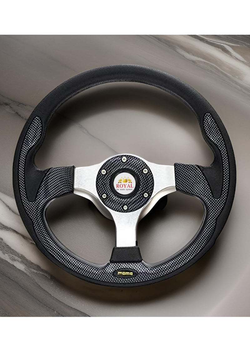 Royal - ROYAL - Car Sports Steering Wheel Racing Type High Quality 13-inch 320mm Aluminum PU Round "O" Shape Styling Universal Drifting Deep Dish Racing Momo Steering Wheel (DYT-5316) (Carbon) - Image 1