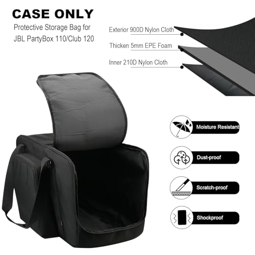 TXEsign Travel Case Storage Bag for JBL PartyBox Club 120 and PartyBox 110 Party Speaker, Portable Speaker Tote Bag Carry Case Protective Hand Bag with Shoulder Strap and Accessories Pocket - Image 2
