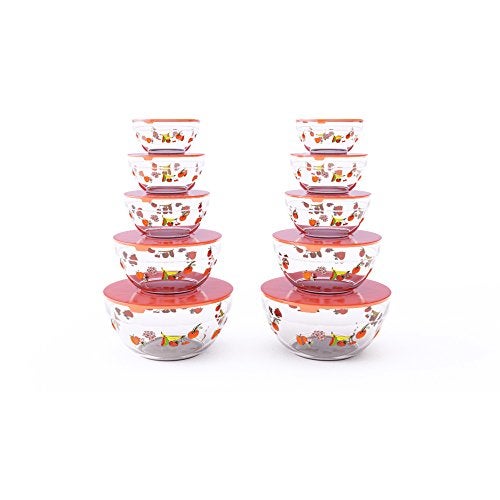 Chef Buddy 20-Piece Glass Food Storage Bowls with Lids Set - Fruit Design Set with Multiple Sizes for Storage, Meal Prep, Mixing, and Serving by Chef Buddy - Image 1