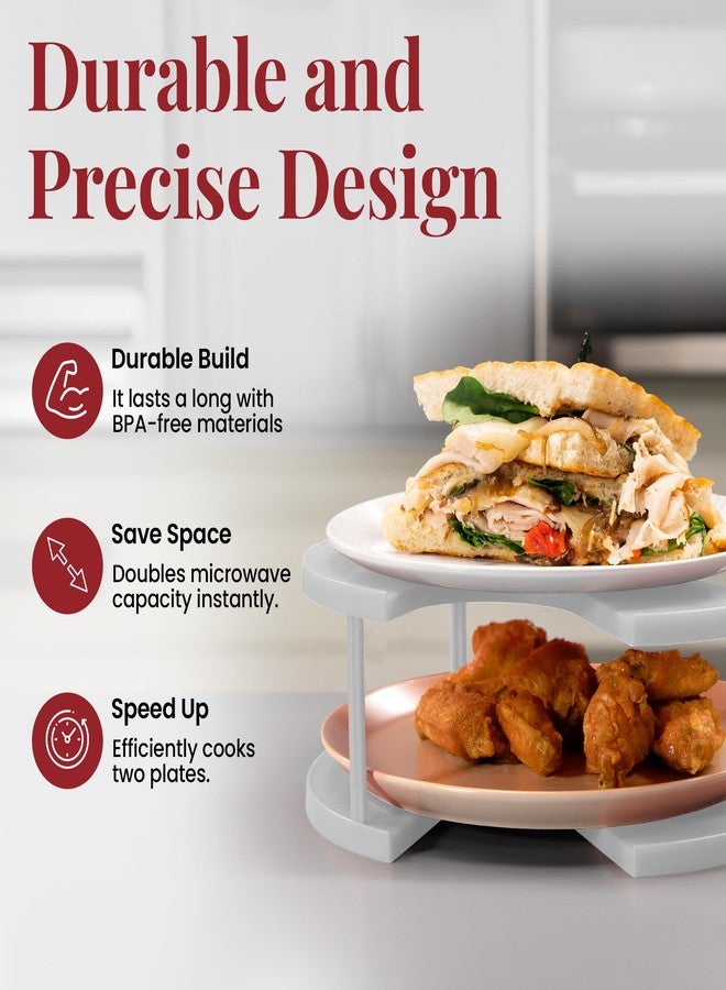 DoubleWave Neutral Standard two tier microwave plate stacker | Microwave folding tray for better cooking efficiency | Food Grade Safe and BPA Free plate stacker for health conscious families (Large) - Image 5