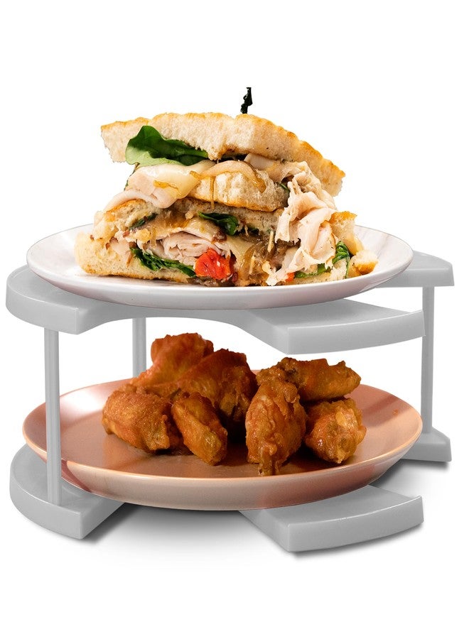 DoubleWave Neutral Standard two tier microwave plate stacker | Microwave folding tray for better cooking efficiency | Food Grade Safe and BPA Free plate stacker for health conscious families (Large) - Image 1