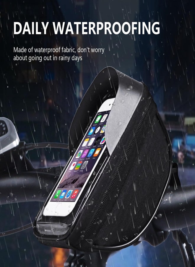 Qlife Bike/Bicycle Phone Front Frame Bag, Cycling Pouch with Rain Cover,Waterproof Bike Phone Holder, Bicycle Top Tube Bag, Bike Accessories for Phones up to 7" - Image 2