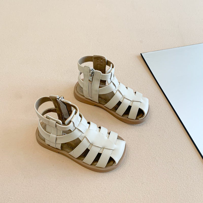 Girls' Roman Shoes 2025 Style Baotou Woven Princess Shoes Korean Style Fashionable All-Match Casual Baby Shoes - Image 1