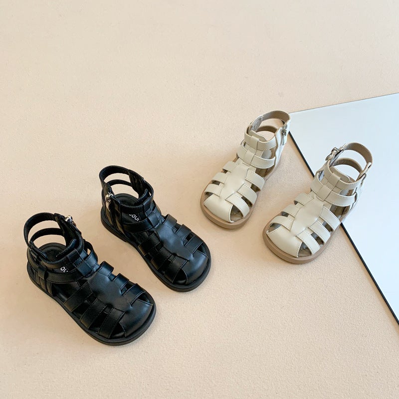 Girls' Roman Shoes 2025 Style Baotou Woven Princess Shoes Korean Style Fashionable All-Match Casual Baby Shoes - Image 2