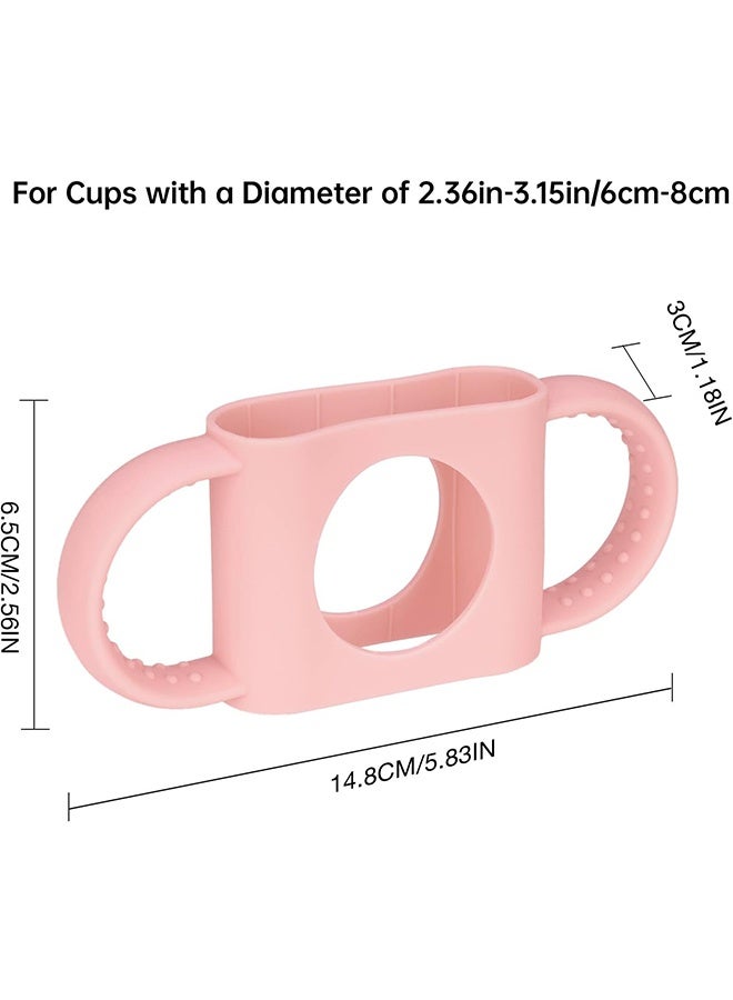 Tumbler Grip Compatible with 14oz Stanley Quencher, Fit for 12 15oz Zak Owala kids Cups Accessories Handle, Silicone Dual-Handle Tumbler Handles for Home Travel Outdoors Daily Use (2PCS,Pink+Blue) - Image 2