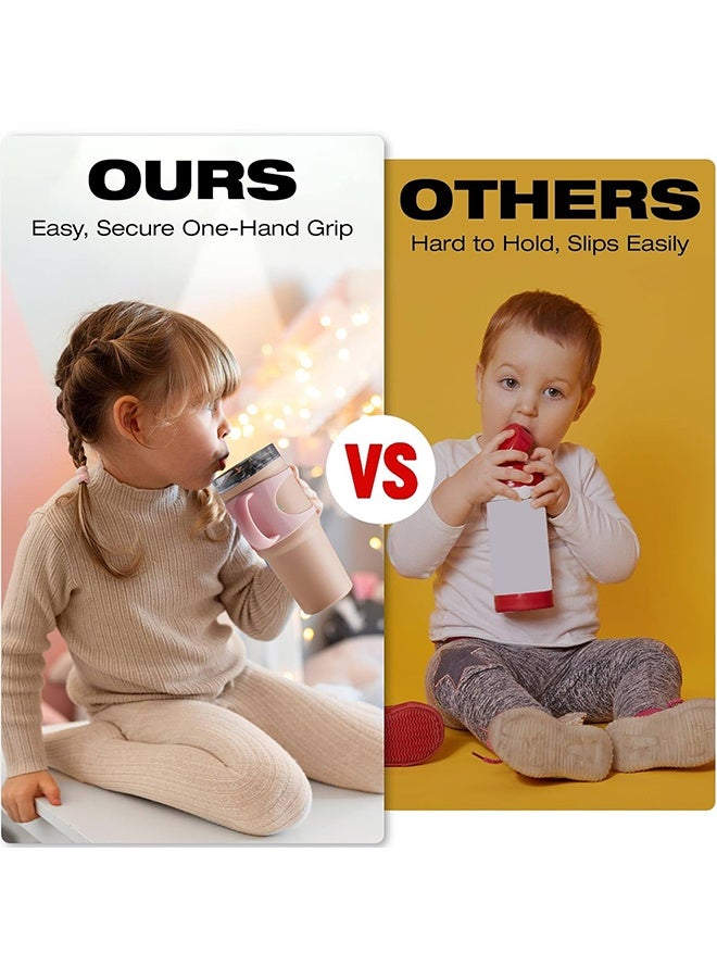 Tumbler Grip Compatible with 14oz Stanley Quencher, Fit for 12 15oz Zak Owala kids Cups Accessories Handle, Silicone Dual-Handle Tumbler Handles for Home Travel Outdoors Daily Use (2PCS,Pink+Blue) - Image 4