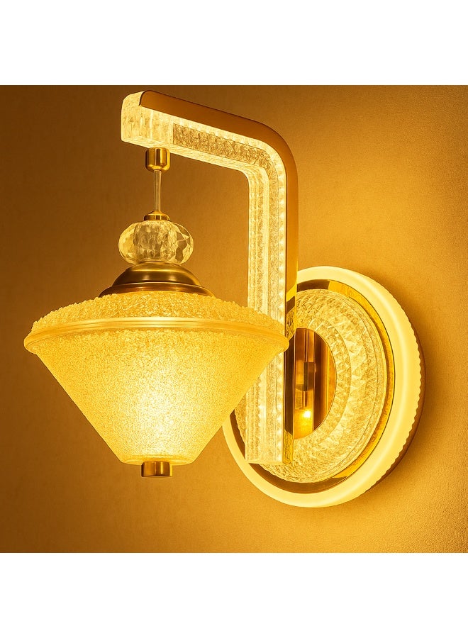 Vmax Modern Crystal Wall Light  | 3-Color Adjustable (Warm, Neutral, Cool White) | Elegant Golden Finish | 22cm x 22cm | Home, Bedroom, Living Room, Hallway - Image 3