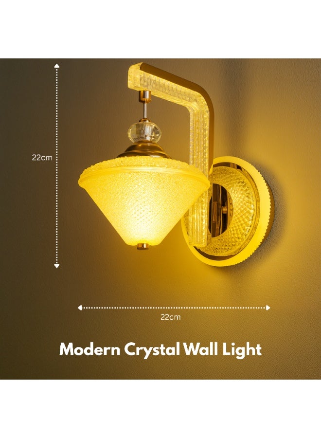 Vmax Modern Crystal Wall Light  | 3-Color Adjustable (Warm, Neutral, Cool White) | Elegant Golden Finish | 22cm x 22cm | Home, Bedroom, Living Room, Hallway - Image 4