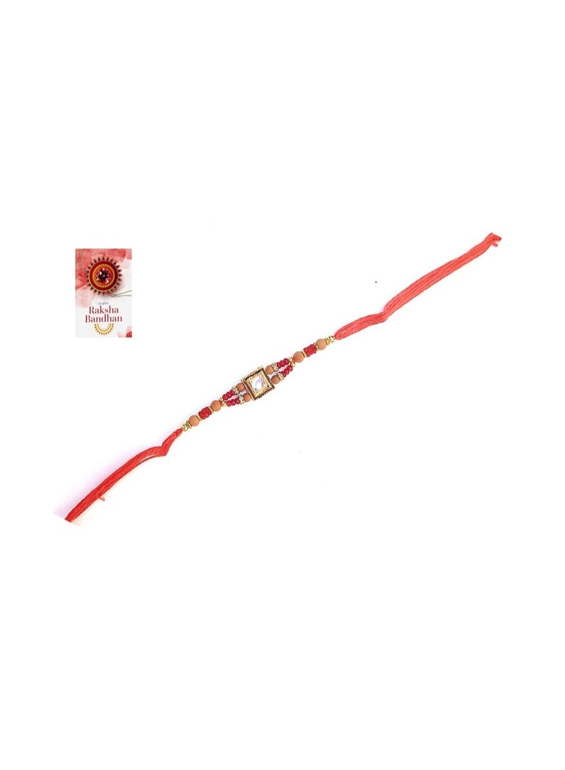 Shreeji Traditional Rakhi for Brother – Handcrafted Beaded Thread, 30 cm - Image 1