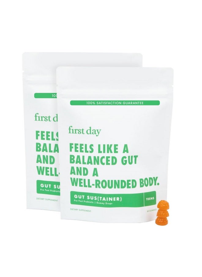 FIRST DAY - FIRST DAY Teens’ Gut Sustainer Tribiotic Gummies - 3-in-1 Prebiotic, Probiotic & Postbiotic Supplement - Supports Digestive, Skin, Oral & Immune Health, Nutrient Absorption & Growth - 60-Day Supply - Image 1
