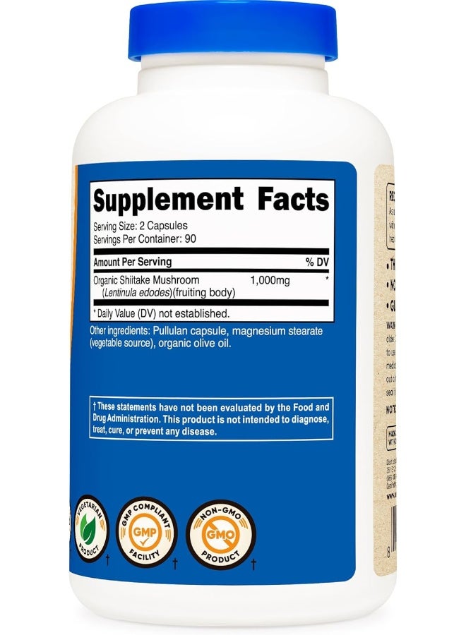 Nutricost Organic Shiitake Mushroom Capsules 1000Mg, 90 Servings Certified Ccof Organic 180 Capsules - Image 5