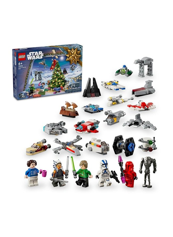LEGO Star Wars Advent Calendar 2024 for Kids, Features 18 Collectible Mini Build Toys and 6 Character Minifigures, Christmas Holiday Gift Idea for 6 Plus Year Old Boys, Girls and Fans 75395  - Image 1