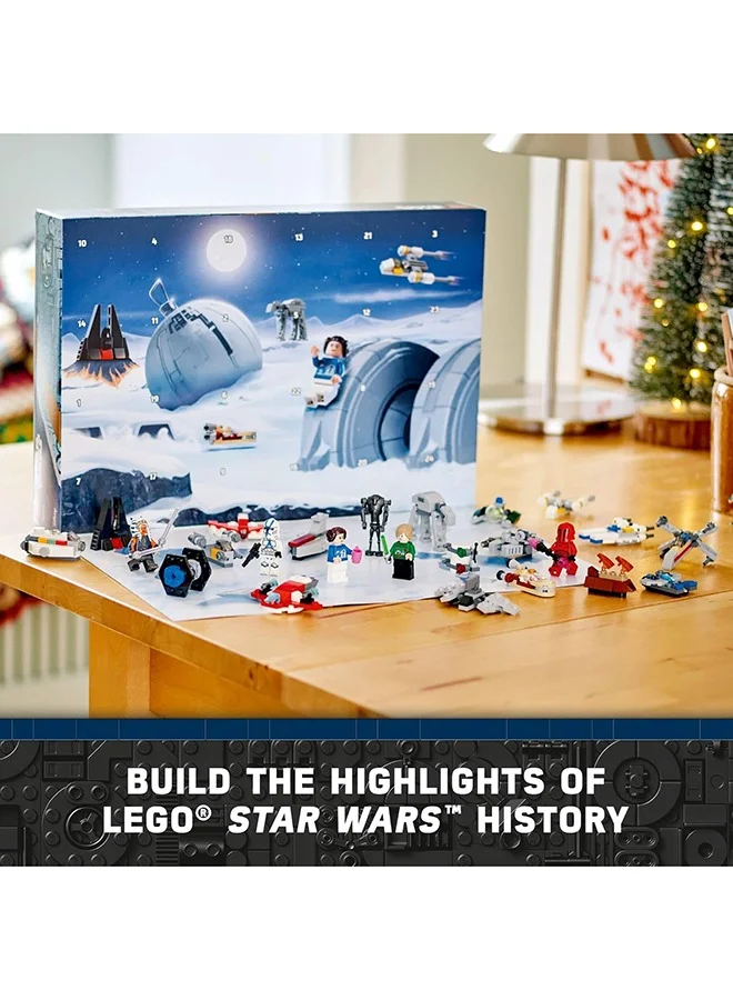 LEGO Star Wars Advent Calendar 2024 for Kids, Features 18 Collectible Mini Build Toys and 6 Character Minifigures, Christmas Holiday Gift Idea for 6 Plus Year Old Boys, Girls and Fans 75395