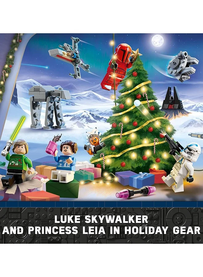 LEGO Star Wars Advent Calendar 2024 for Kids, Features 18 Collectible Mini Build Toys and 6 Character Minifigures, Christmas Holiday Gift Idea for 6 Plus Year Old Boys, Girls and Fans 75395