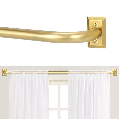 TANGWIN Gold Wrap Around Curtain Rods 66 to 120Blackout Heavy Duty Adjustable Long Window Curtain Rod Room DarkeningModern Industrial Curved French Return Metal Drapery Rod Easy InstallBrushed Gold - Image 1