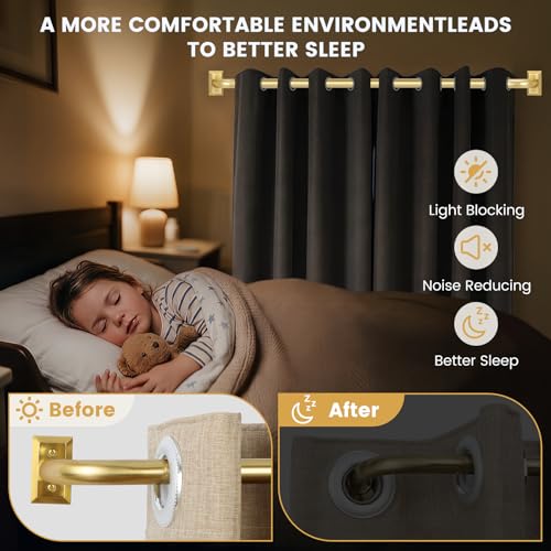 TANGWIN Gold Wrap Around Curtain Rods 66 to 120Blackout Heavy Duty Adjustable Long Window Curtain Rod Room DarkeningModern Industrial Curved French Return Metal Drapery Rod Easy InstallBrushed Gold - Image 3