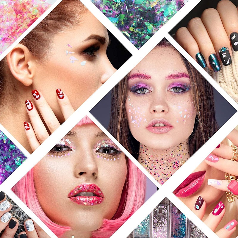 Elecsera 12 MultiColor Chunky Eyeshadow Glitter Nail Art Glitter Multicolor - Image 2