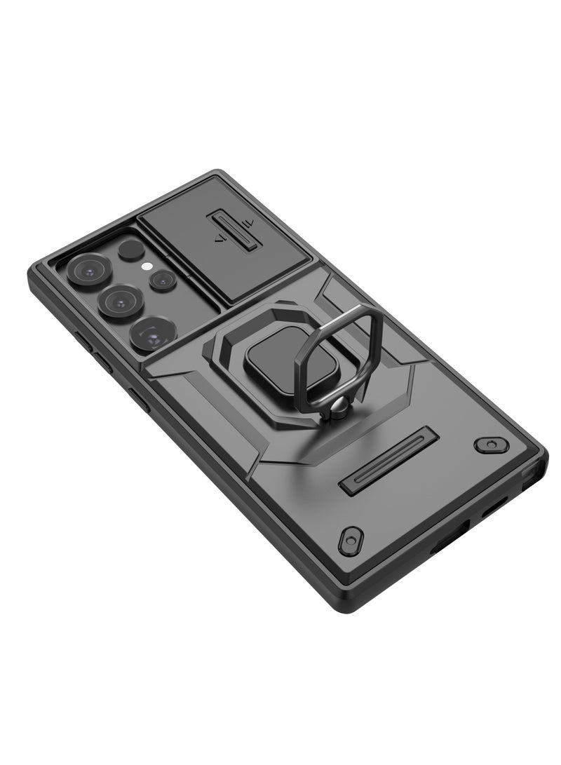 CoomBe Slide Camera Phone Case Samsung Galaxy S24 Ultra Cover Luxury Armor PC Shockproof Metal Ring Stand Protective Back Cover  - Image 5