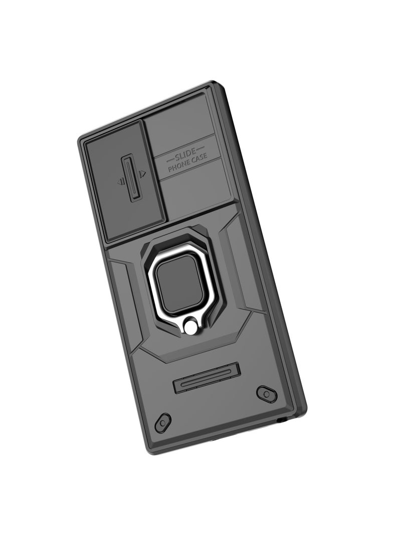 CoomBe Slide Camera Phone Case Samsung Galaxy S24 Ultra Cover Luxury Armor PC Shockproof Metal Ring Stand Protective Back Cover  - Image 4