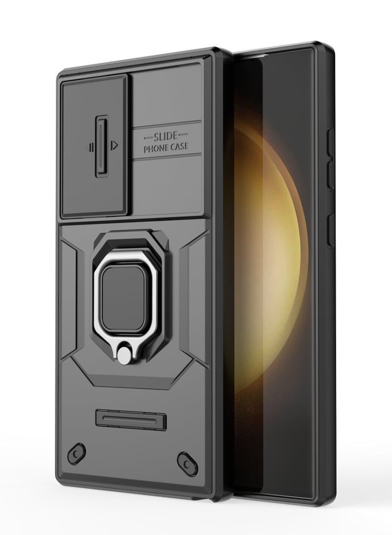 CoomBe Slide Camera Phone Case Samsung Galaxy S24 Ultra Cover Luxury Armor PC Shockproof Metal Ring Stand Protective Back Cover  - Image 2