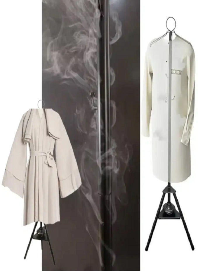 ليفي حامل مبخرة ملابس، علاقة ملابس بطول 175 سم، للكندورة والعباءة والثوب، مع فتحات للبخار، وإزالة التجاعيد، وإطار دعم للبخور، قابل للطي، ومحمول، لون أسود - Image 3