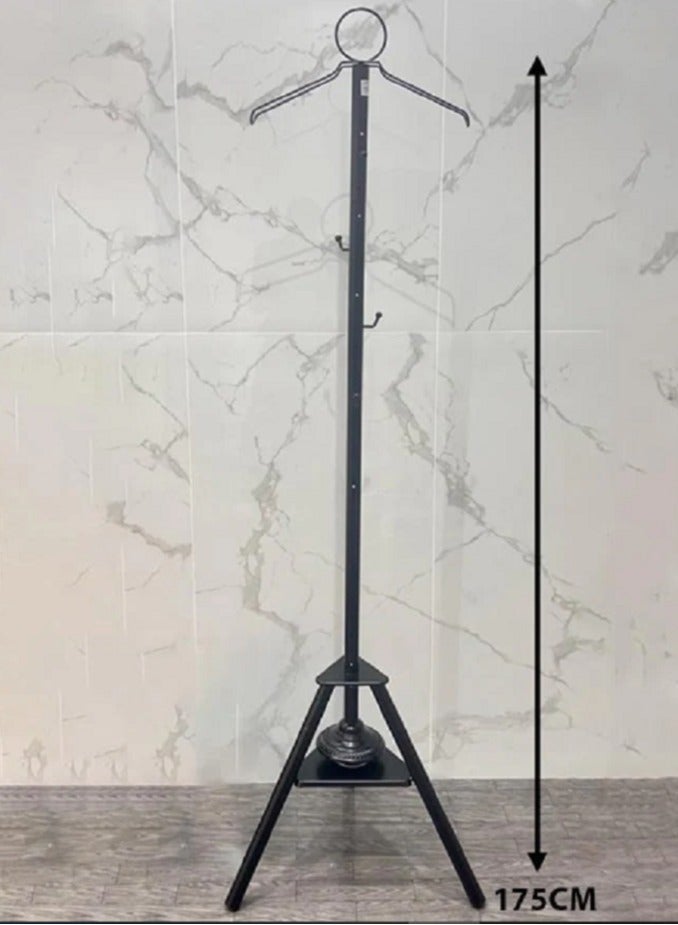 ليفي حامل مبخرة ملابس، علاقة ملابس بطول 175 سم، للكندورة والعباءة والثوب، مع فتحات للبخار، وإزالة التجاعيد، وإطار دعم للبخور، قابل للطي، ومحمول، لون أسود - Image 4