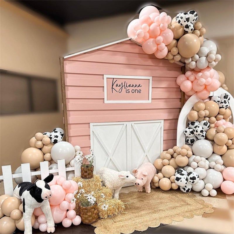 Govpy Cow Print Balloons, 60PCS Pastel Pink Cow Print Latex Balloons, Pink Cream Beige White Balloons for Girls Birthday Baby Shower Cowgirl Rodeo Farm Animals Gender Reveal Party Decorations Supplies - Image 4