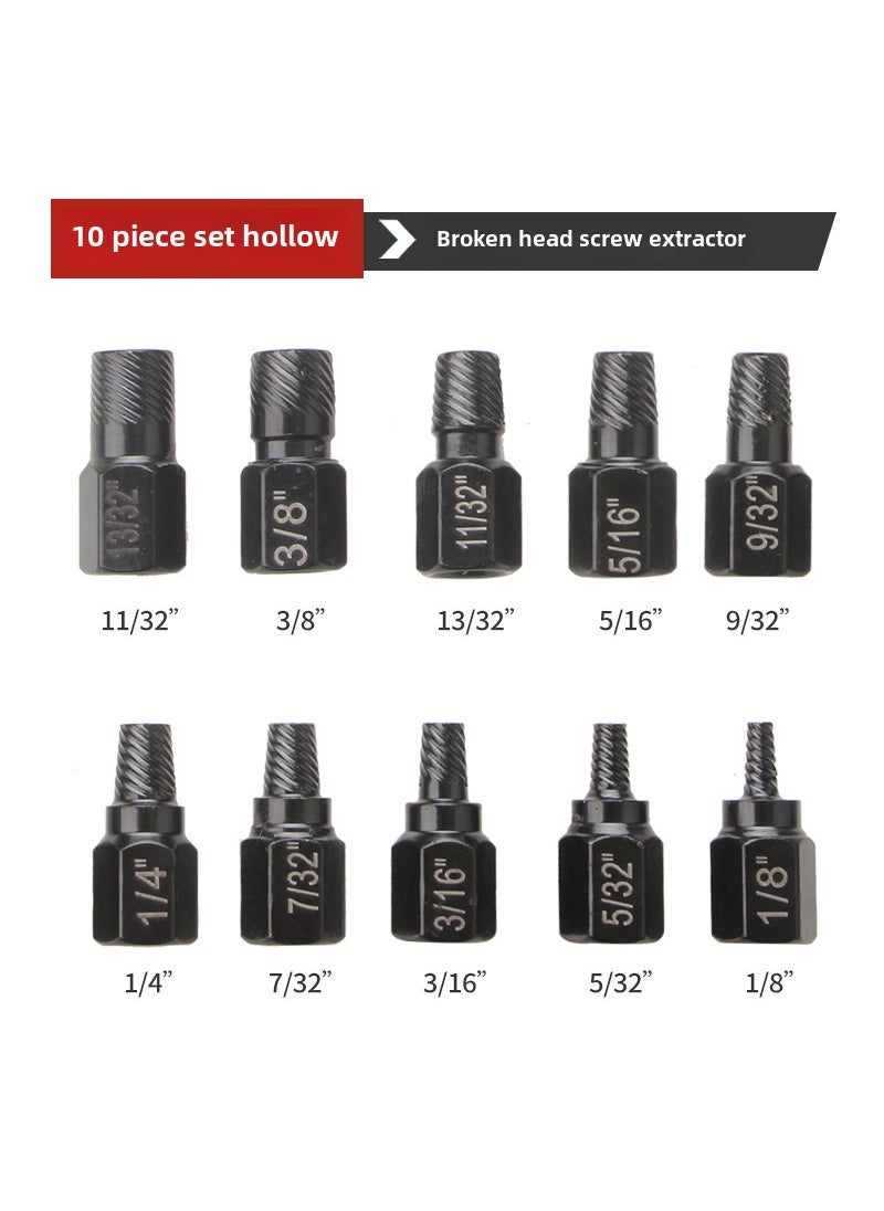 25pc SAE Screw Extractor Set Broken Bolt Remover Hollow 10-piece extractor 