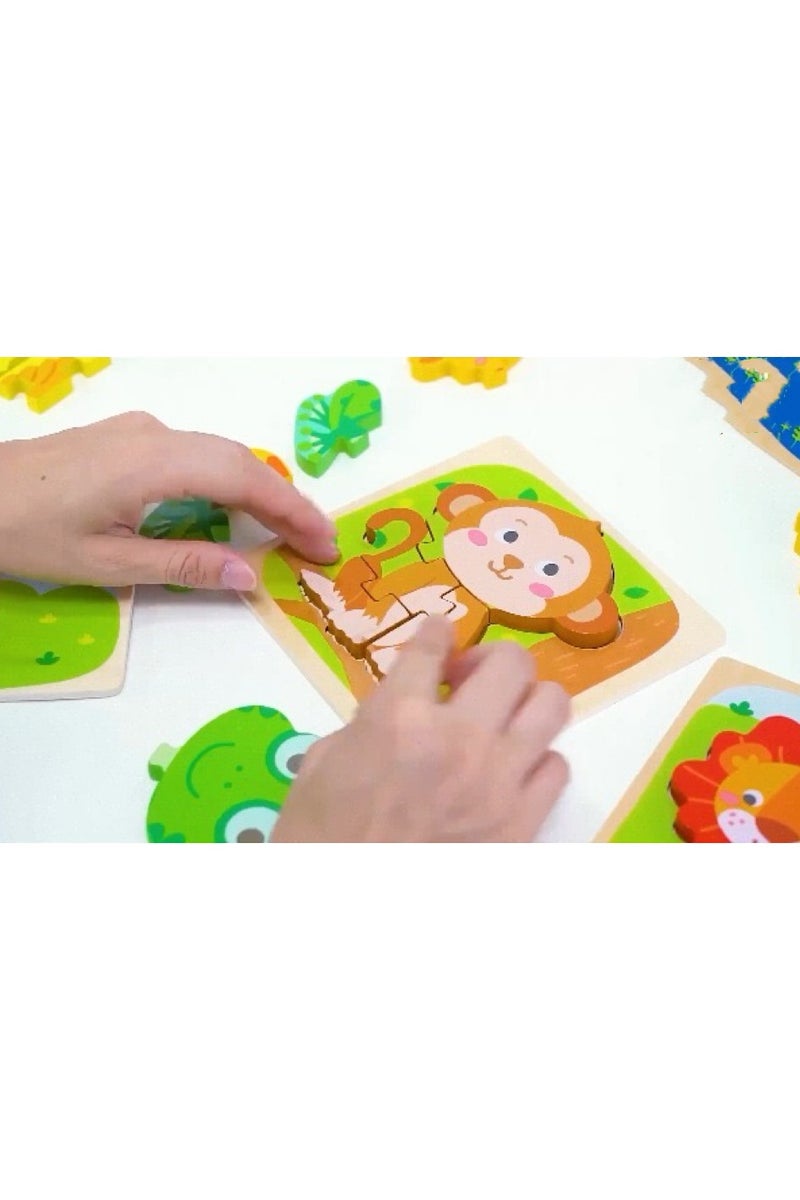 6 Pack 3D Animal Jigsaw Puzzles Set, Wooden Toddlers Puzzles Toys for Kids Ages 1-5, Preschool Learning Toys Boys Girls Gifts - Image 3