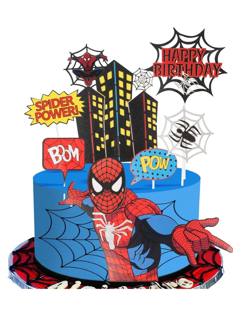 كاست ويف Spiderman Cake Toppers, Spiderman Birthday Cake Toppers, Spiderman Cake Decorations, Superhero Theme Party Spiderman Birthday Decorations for Boys Men Spiderman Birthday Party Supplies - Image 1