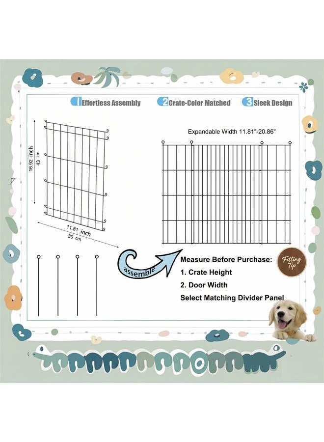 MENGSTER 2-Pack Adjustable Metal Dog Crate Divider Panels - Multi-Dog Separation, Black Pet Cage Partition, Easy Install Non-Scratch Design for 24" Small Crates - Image 2