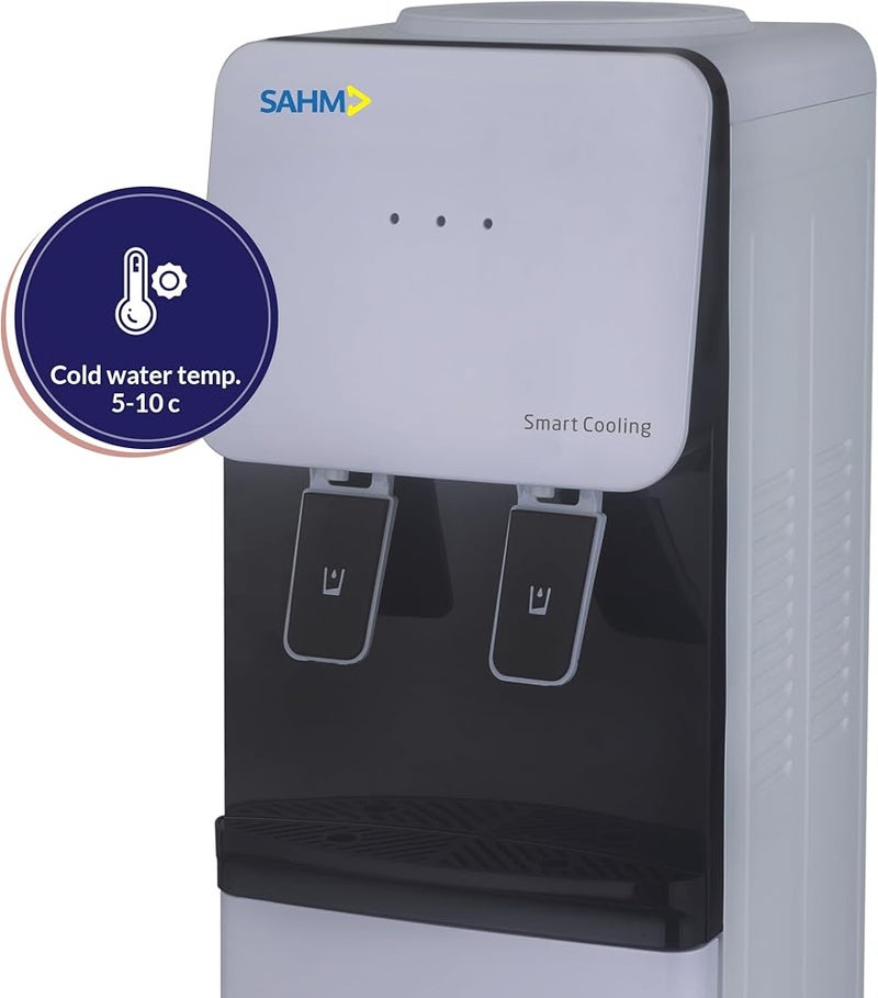 SAHM Dual Faucet Water Dispenser with Hot & Cold Functions, 500W Heating, 100W Cooling, Stainless Steel, Bottom Storage, White, 2-Year Warranty Model No: SHM-17WDP - Image 4