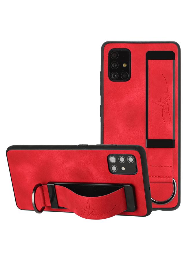 اس-توب جراب لهاتف Samsung Galaxy A71 مزود بسوار معصم وغطاء خلفي من الجلد - Image 1