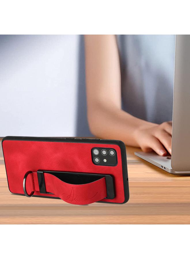 اس-توب جراب لهاتف Samsung Galaxy A71 مزود بسوار معصم وغطاء خلفي من الجلد - Image 4