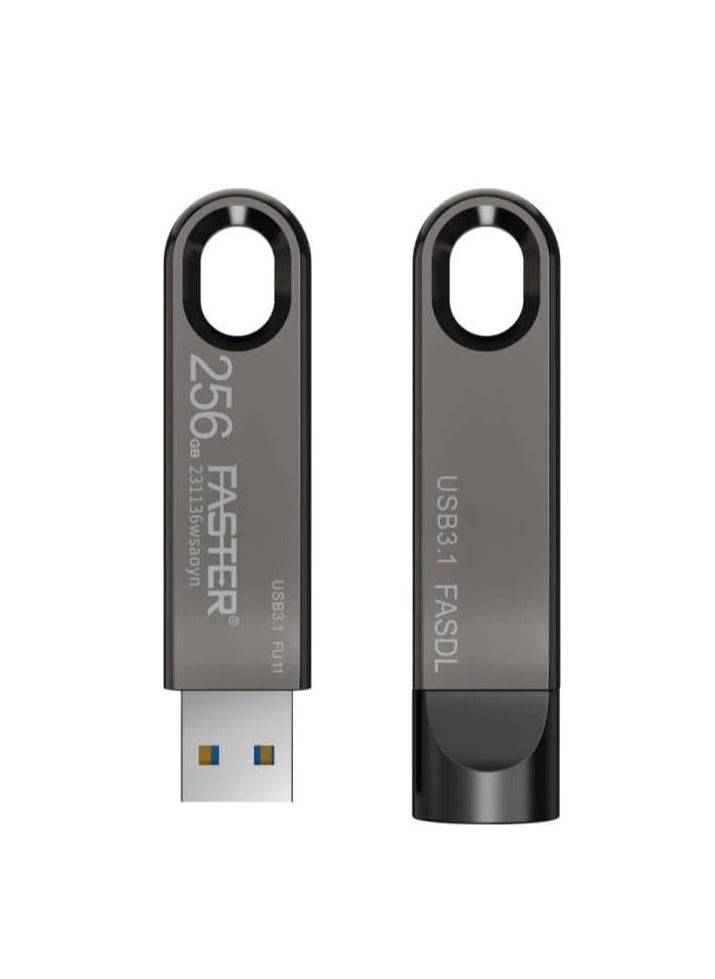 Faster - 256GB 3.1 USB Flash Drive - Gen 1 Super Fast Pendrive with Metal Body - High Speed Jump Drive Memory Stick - Transfer Speed Up to 80 Mbps - For Laptop, Smart TV, Car, Speaker - Image 1
