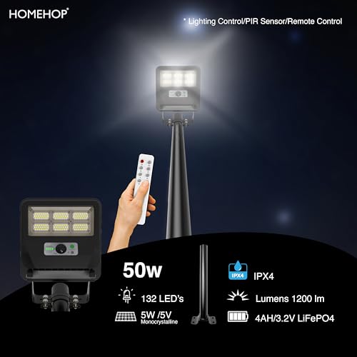 Homehop Solar Street Light Outdoor Waterproof 50 Watt LED Motion Sensor Security Wall Wireless Automatic Lamp for Home, Balcony, Pathway.(Cool White, ABS) - Image 5