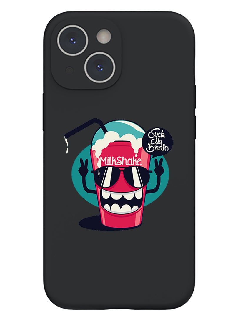 Protective Slim Fit Case Liquid Silicone Cover with Full Body Protection Anti-Scratch Shockproof Case For iPhone 13 Black  - cactus copy