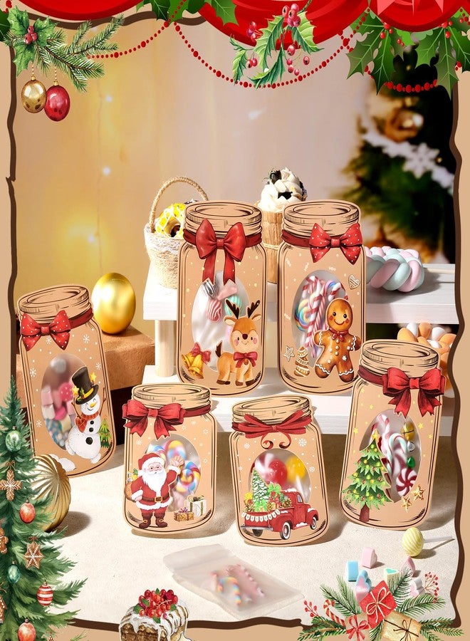 Watersay Christmas Party Favors for Kids 48 Pack Mason Jar Paper Card Bulk with 48 Treat Bags for DIY School Classroom Exchange Gifts Xmas Party Favors Holiday Supplies - Image 4