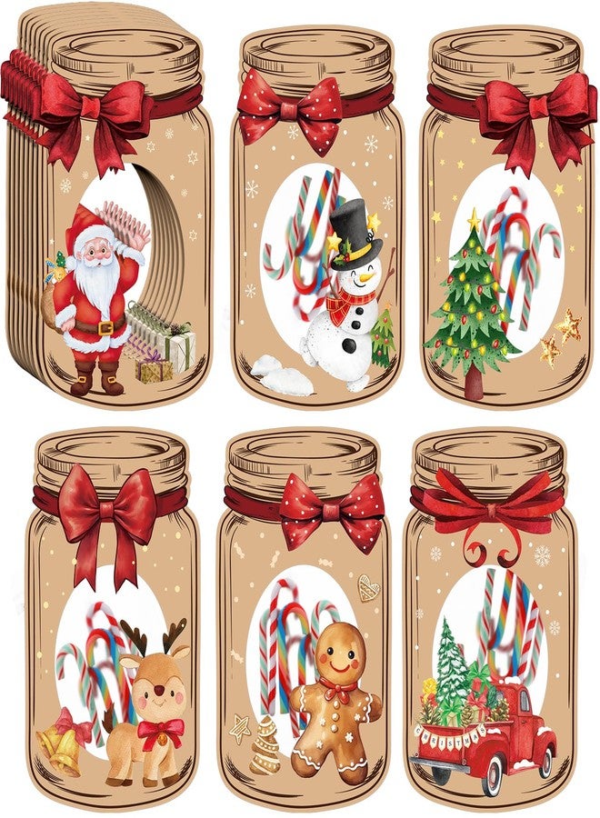 Watersay Christmas Party Favors for Kids 48 Pack Mason Jar Paper Card Bulk with 48 Treat Bags for DIY School Classroom Exchange Gifts Xmas Party Favors Holiday Supplies - Image 1