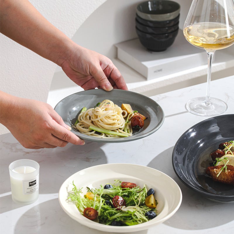 Nordic Light Gray Ceramic Dishes Tableware Ceramic Rice Bowl Soup Bowl Household Dishes Suit Plate Bowl Full Set - Image 3
