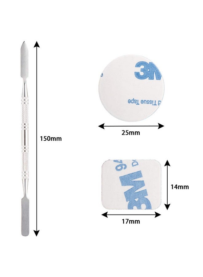 Allwon 100 قطعة ملصقات معدنية لعلبة ظلال العيون المغناطيسية الفارغة + ملعقة إزالة (50 قطعة دائرية + 50 قطعة مربعة) - Image 3