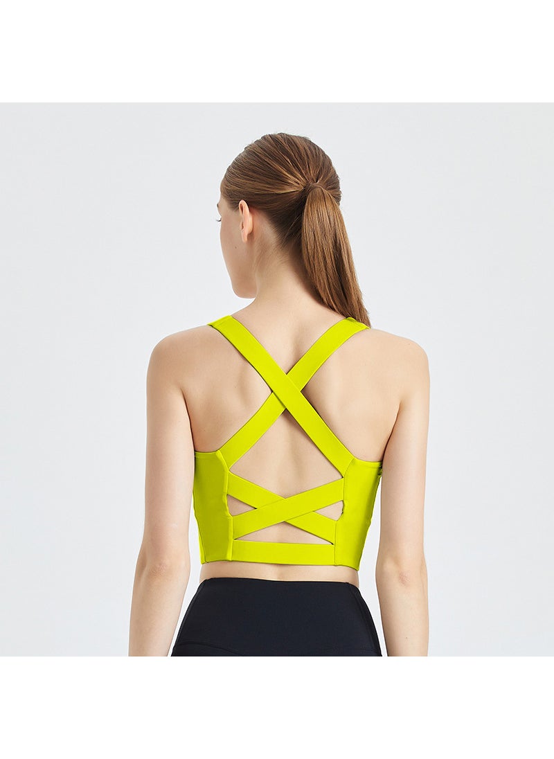 Generic - High Support Front Zip Sports Bra for Yoga and Fitness Summer Lemon yellow - Image 1