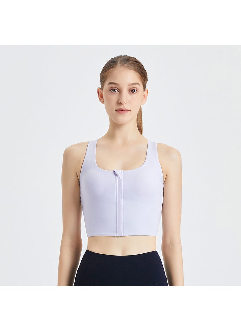 Generic - High Support Front Zip Sports Bra for Yoga and Fitness Summer Lemon yellow - Image 1